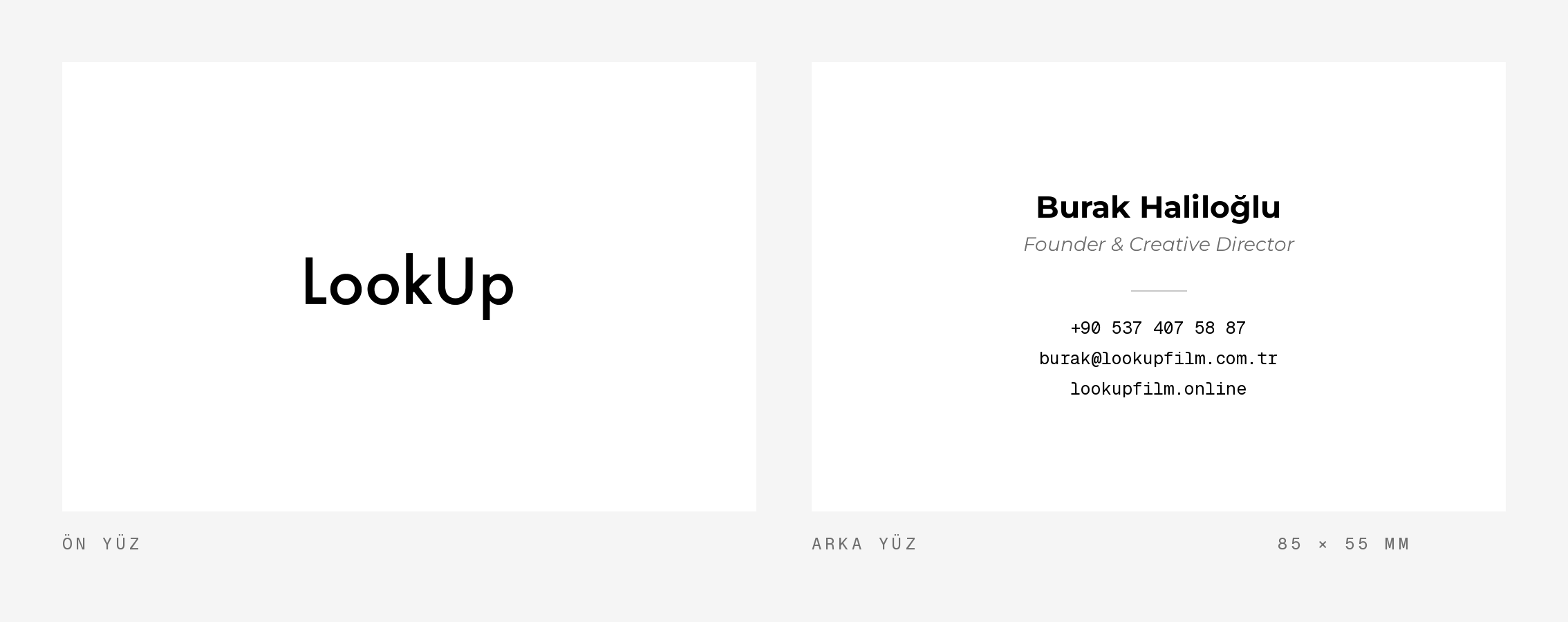 Kartvizit: ön ve arka yüz