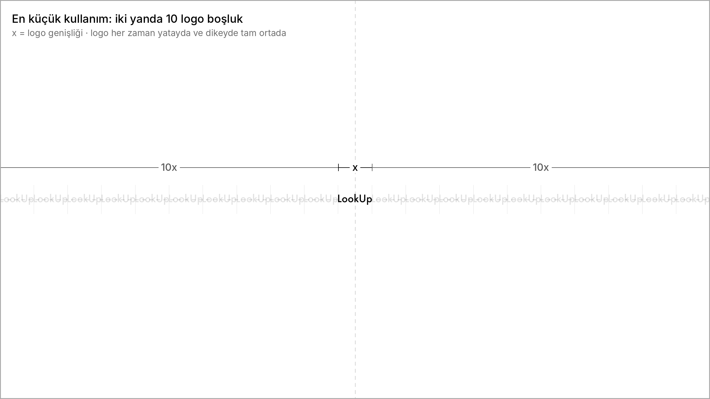 En küçük kullanım: iki yanda 10 logo boşluk