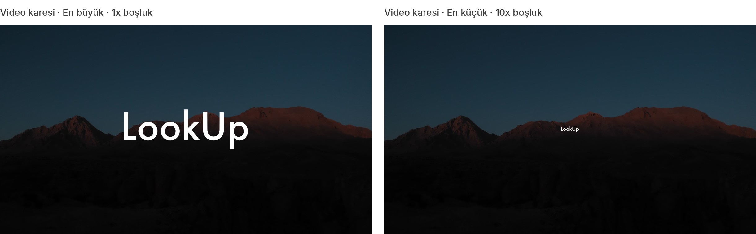 LookUp çekiminden bir video karesi üzerinde beyaz logo